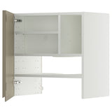 METOD wall cb f extr hood w shlf/door, white/Voxtorp high-gloss dark grey-brown, 60x60 cm