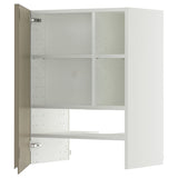 METOD wall cb f extr hood w shlf/door, white/Voxtorp high-gloss dark grey-brown, 60x80 cm