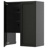 METOD wall cb f extr hood w shlf/door, black-grey/Lerhyttan black stained, 80x100 cm