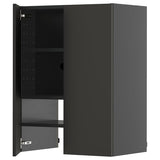METOD wall cb f extr hood w shlf/door, black-grey/Nickebo matt anthracite, 60x80 cm