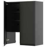 METOD wall cb f extr hood w shlf/door, black-grey/Upplöv matt anthracite, 80x100 cm