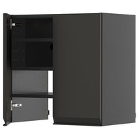 METOD wall cb f extr hood w shlf/door, black-grey/Upplöv matt anthracite, 60x60 cm