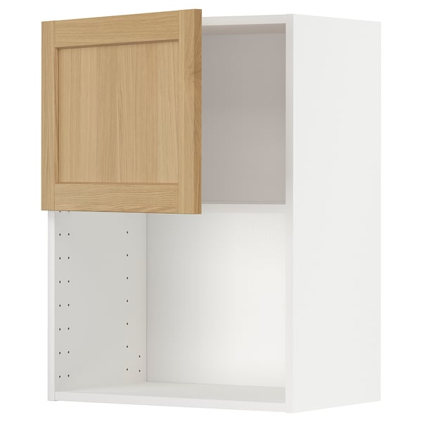METOD wall cabinet for microwave oven, white/Forsbacka oak, 60x80 cm