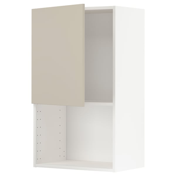 METOD wall cabinet for microwave oven, white/Havstorp beige, 60x100 cm