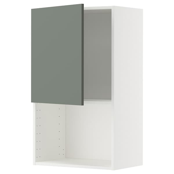 Ikea METOD - Wall cabinet for microwave oven, white/Nickebo matt grey-green, 60x100 cm