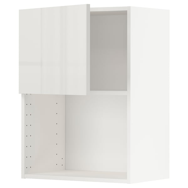 METOD wall cabinet for microwave oven, white/Ringhult light grey, 60x80 cm
