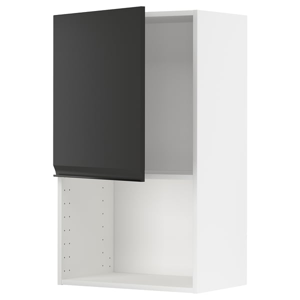 METOD wall cabinet for microwave oven, white/Upplöv matt anthracite, 60x100 cm
