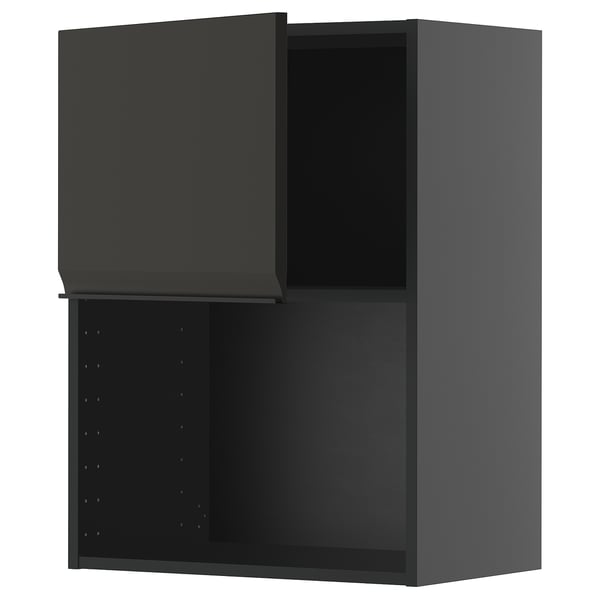METOD wall cabinet for microwave oven, black-grey/Upplöv matt anthracite, 60x80 cm