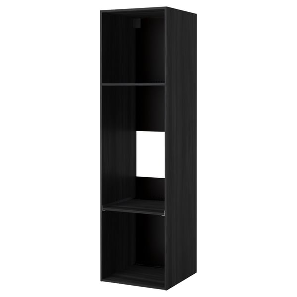 METOD high cabinet frame for fridge/oven, wood effect black, 60x60x220 cm