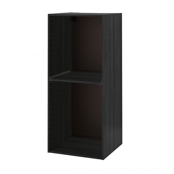 METOD high cabinet frame for fridge/oven, wood effect black, 60x60x140 cm