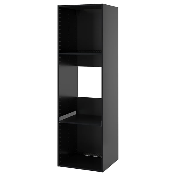 METOD high cabinet frame for fridge/oven, black-grey, 60x60x200 cm