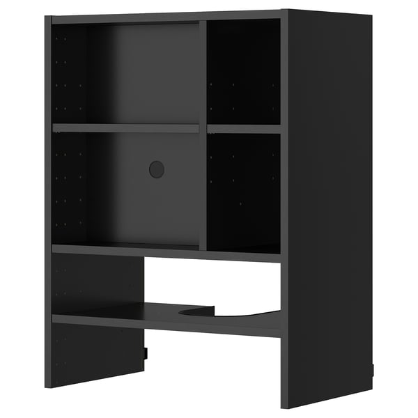 METOD wall cb frm f b-in extractor hood, black-grey, 60x37x80 cm