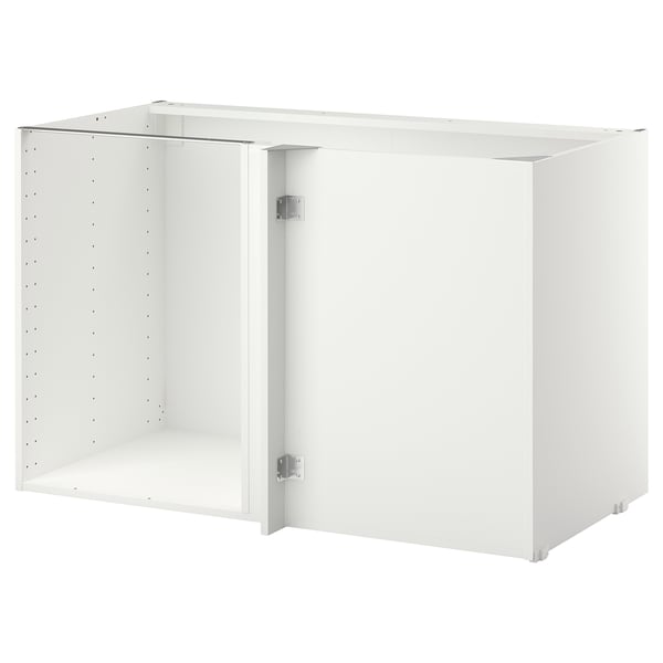 METOD corner base cabinet frame, white, 128x68x80 cm