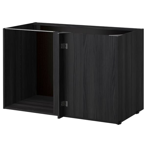 METOD corner base cabinet frame, wood effect black