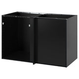 METOD corner base cabinet, black-grey, 128x60x80 cm