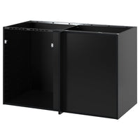 METOD corner base cabinet, black-grey, 128x60x80 cm