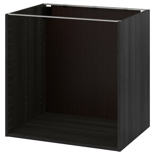 METOD base cabinet frame, wood effect black, 80x60x80 cm