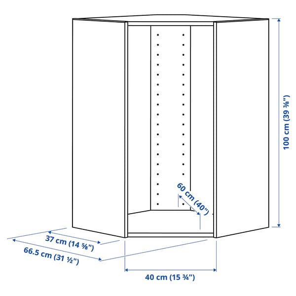METOD corner wall cabinet, white, 68x37x100 cm