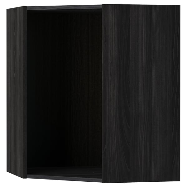 METOD corner wall cabinet frame, wood effect black, 68x68x80 cm