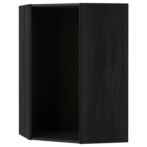METOD corner wall cabinet frame, wood effect black, 68x68x100 cm