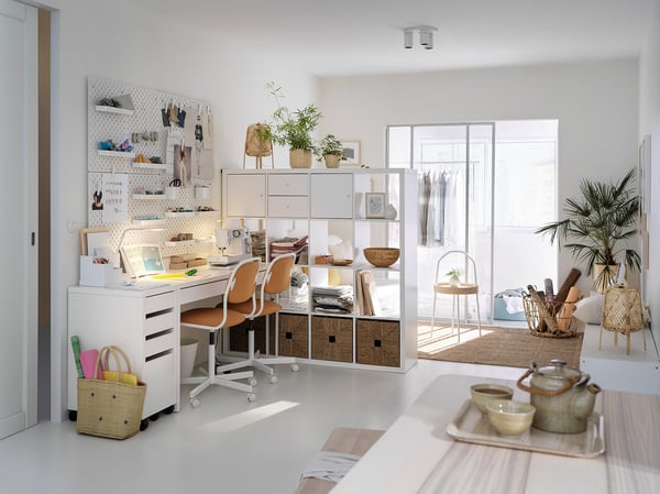 MICKE drawer unit with drop-file storage, white, 35x75 cm