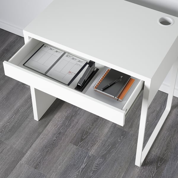 MICKE desk, white, 73x50 cm