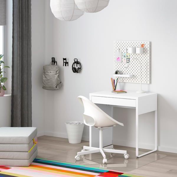 MICKE desk, white, 73x50 cm