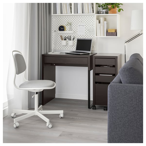 MICKE desk, black-brown, 73x50 cm