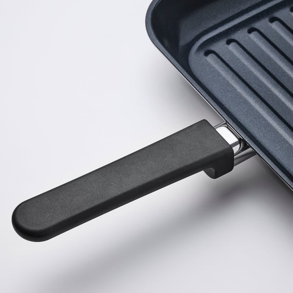 MIDDAGSMAT grill pan, non-stick coating/stainless steel, 28x28 cm