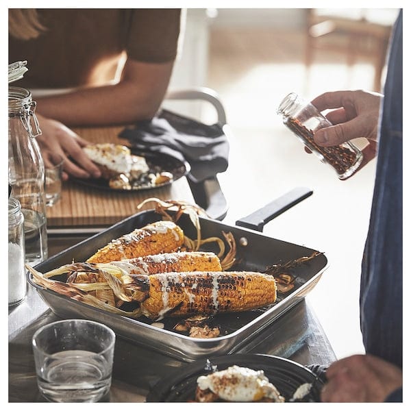 Ikea MIDDAGSMAT - Grill pan, non-stick coating/stainless steel, 28x28 cm