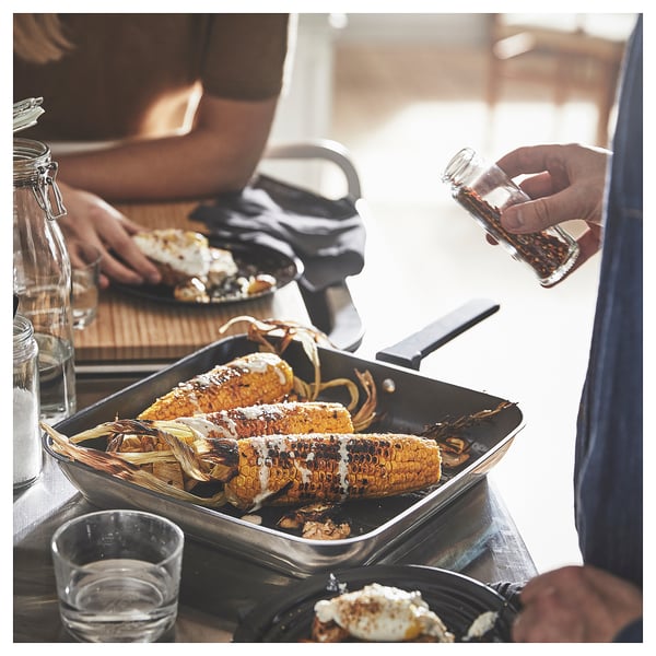 MIDDAGSMAT grill pan, non-stick coating/stainless steel, 28x28 cm