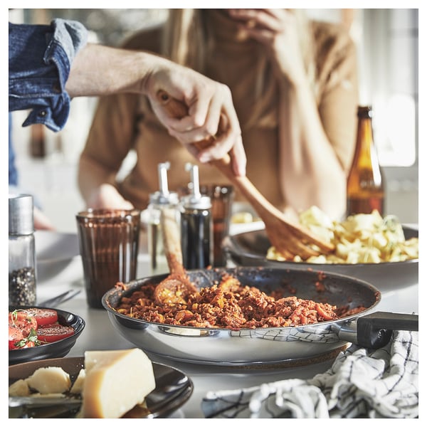 MIDDAGSMAT frying pan, non-stick coating/stainless steel, 28 cm