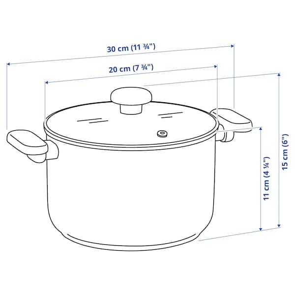 Ikea MIDDAGSMAT - Pot with lid, clear glass/stainless steel, 3 l