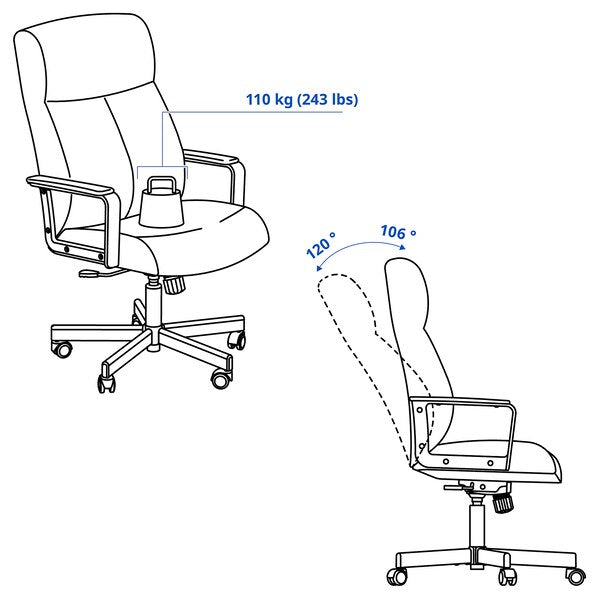 MILLBERGET swivel chair, Murum black, 50x123x70 cm