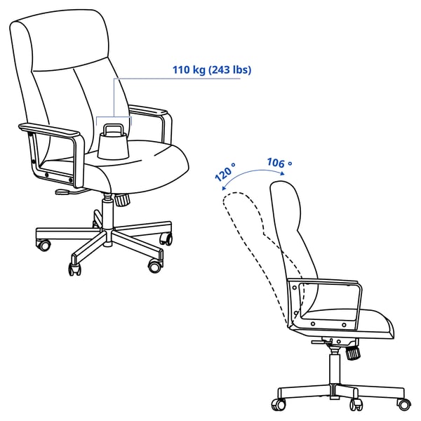 MILLBERGET swivel chair, Murum black, 50x123x70 cm