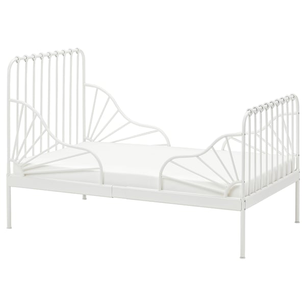 MINNEN ext bed frame with slatted bed base, white, 80x200 cm