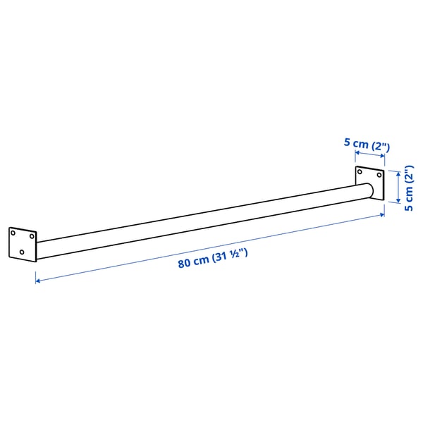 MITTZON clothes rail for frame w castors, white, 80 cm