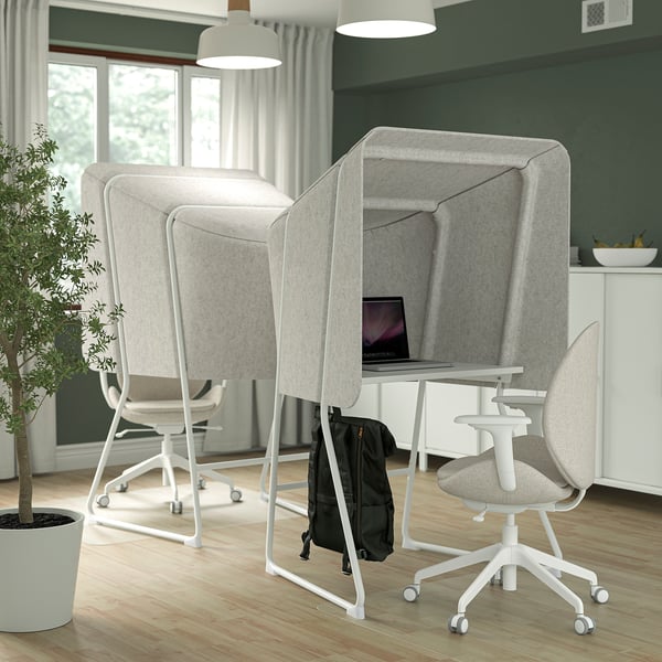 MITTZON focus workstation, beige/white, 95x87x155 cm