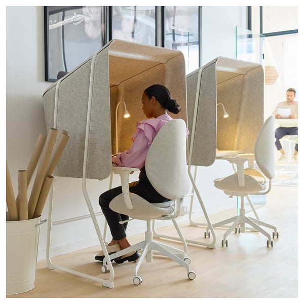 MITTZON focus workstation, beige/white, 95x87x155 cm
