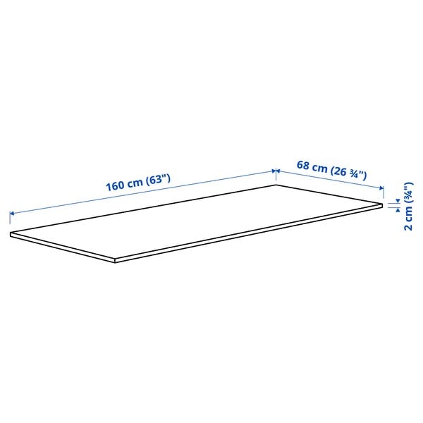 Ikea MITTZON - Additional top, black stain/ash veneer, 160x68 cm