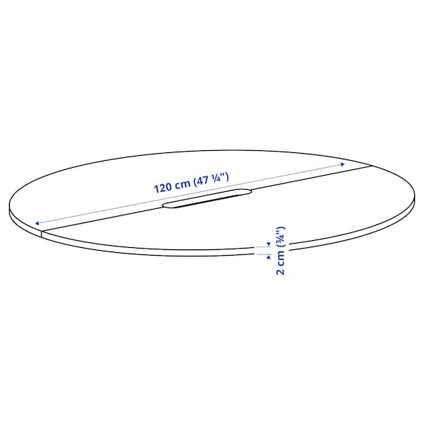 Ikea MITTZON - Table top, round/stained black ash veneer, 120 cm
