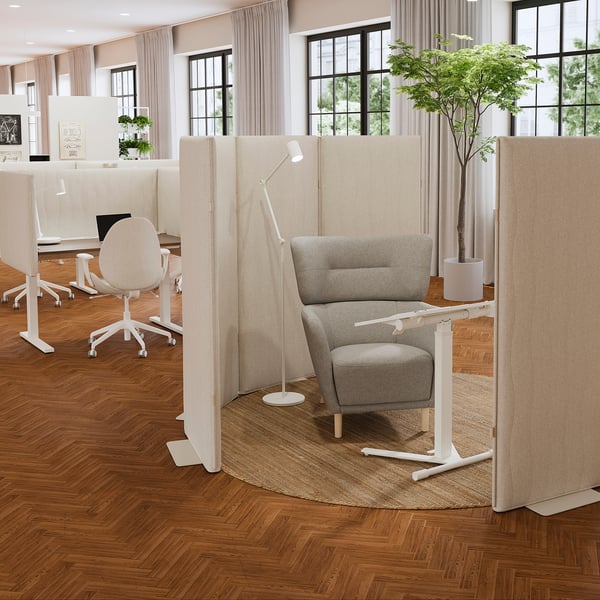 MITTZON acoustic screen, floor standing, Gunnared beige, 90x157 cm