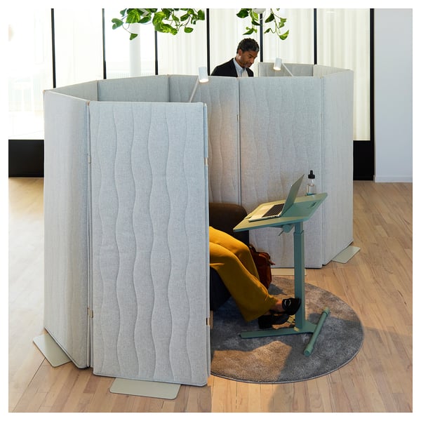 MITTZON acoustic screen, floor standing, Gunnared beige, 90x157 cm