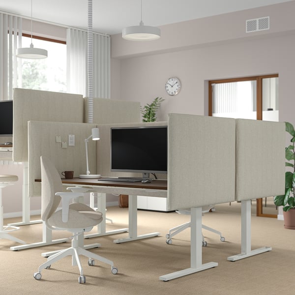 MITTZON acoustic screen for desk, Gunnared beige, 70x72 cm