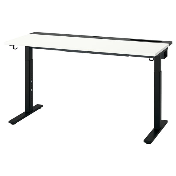 MITTZON desk, white/black, 140x60 cm