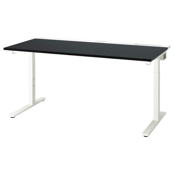 MITTZON desk, black stained ash veneer white, 160x80 cm