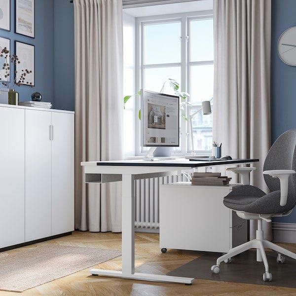 Ikea MITTZON - Desk, ash veneer/black/white, 160x60 cm