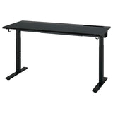 MITTZON desk, black stained ash veneer/black, 140x60 cm