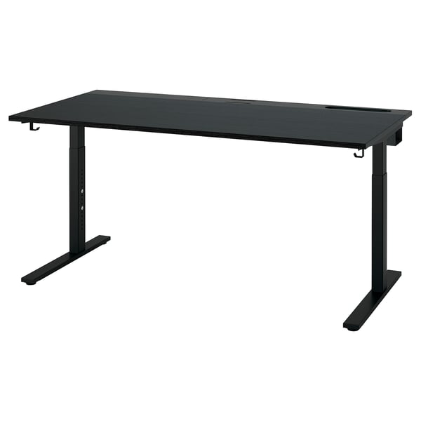 MITTZON desk, black stained ash veneer/black, 160x80 cm
