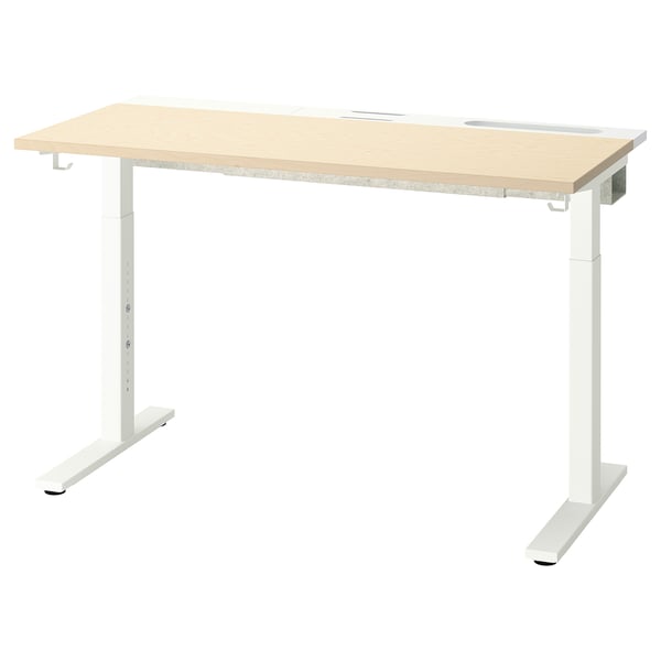 MITTZON desk, birch veneer/white, 120x60 cm